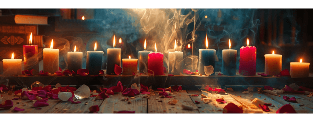 Illustration d’un rituel d’amour puissant pour faire revenir son ex, avec bougies et énergie spirituelle