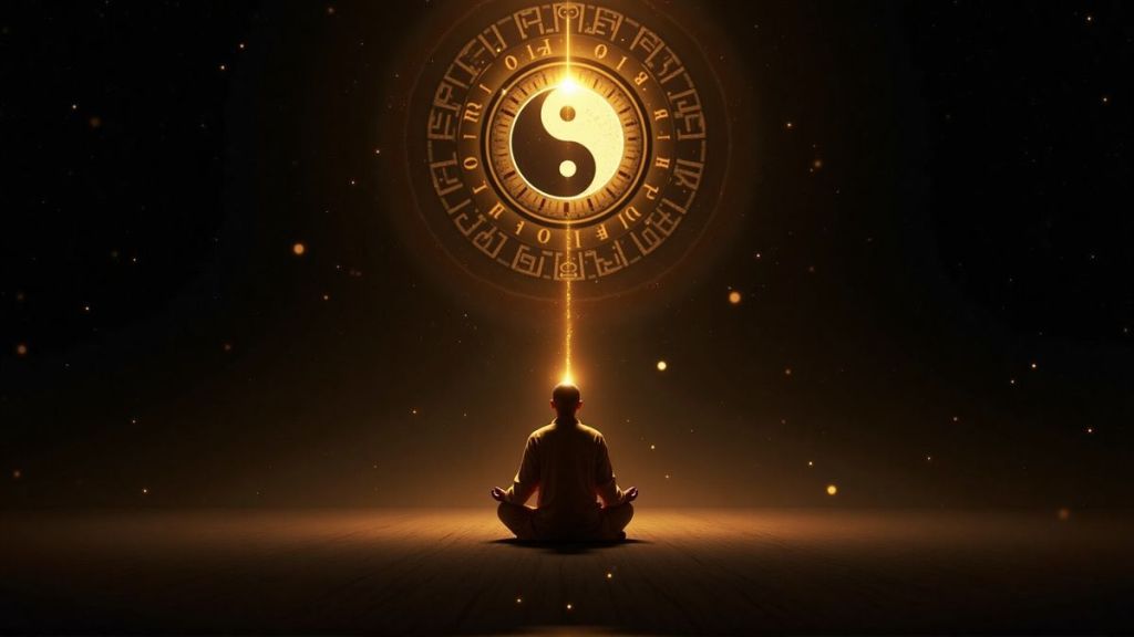 illustration représentant un marabout voyant spécialisé dans l’accompagnement sentimental et la consultation amour guidant une personne en quête de réponses et de clarté émotionnelle