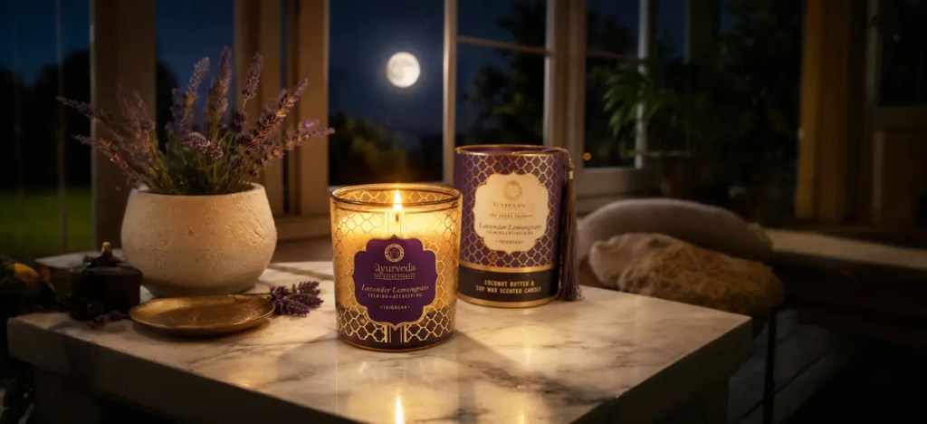 rituel de nuit sous une pleine lune lumineuse, bougies et herbes sacrées en cercle sur la terre, pratiqué par le marabout Nawan pour un rituel de déblocage de relation compliquée