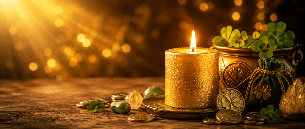 bougie allumée lors d'un rituel spirituel pour attirer la chance