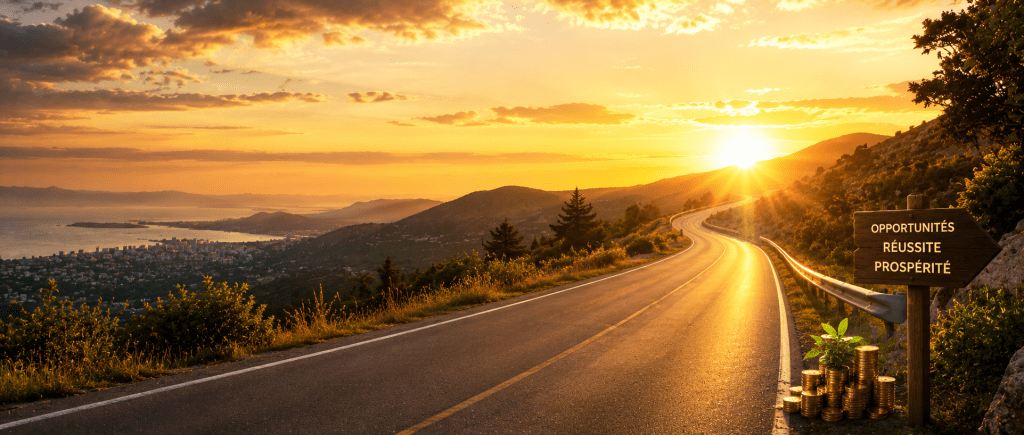route symbolisant le chemin vers les opportunités et la réussite financière