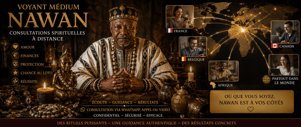 illustration représentant des consultations spirituelles à distance avec le voyant médium Nawan, accessibles depuis la France, Belgique, Canada, Afrique et partout dans le monde