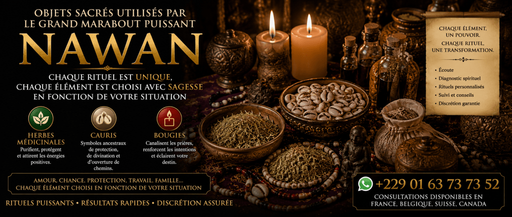 objets sacrés utilisés par le voyant médium Nawan lors des rituels spirituels