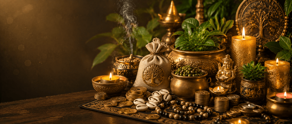 objets spirituels du grand marabout puissant Nawan représentant l'abondance et la prospérité